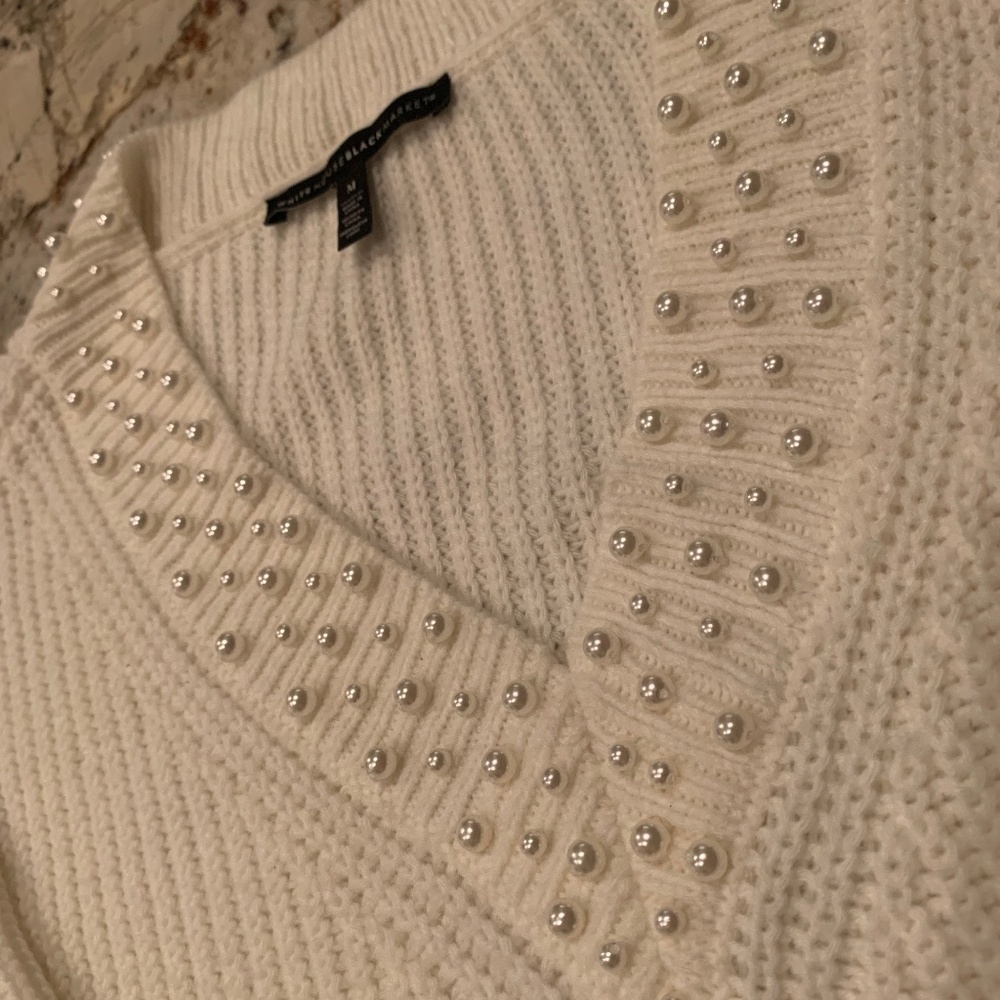 WHBM Pearl Embellished Sweater